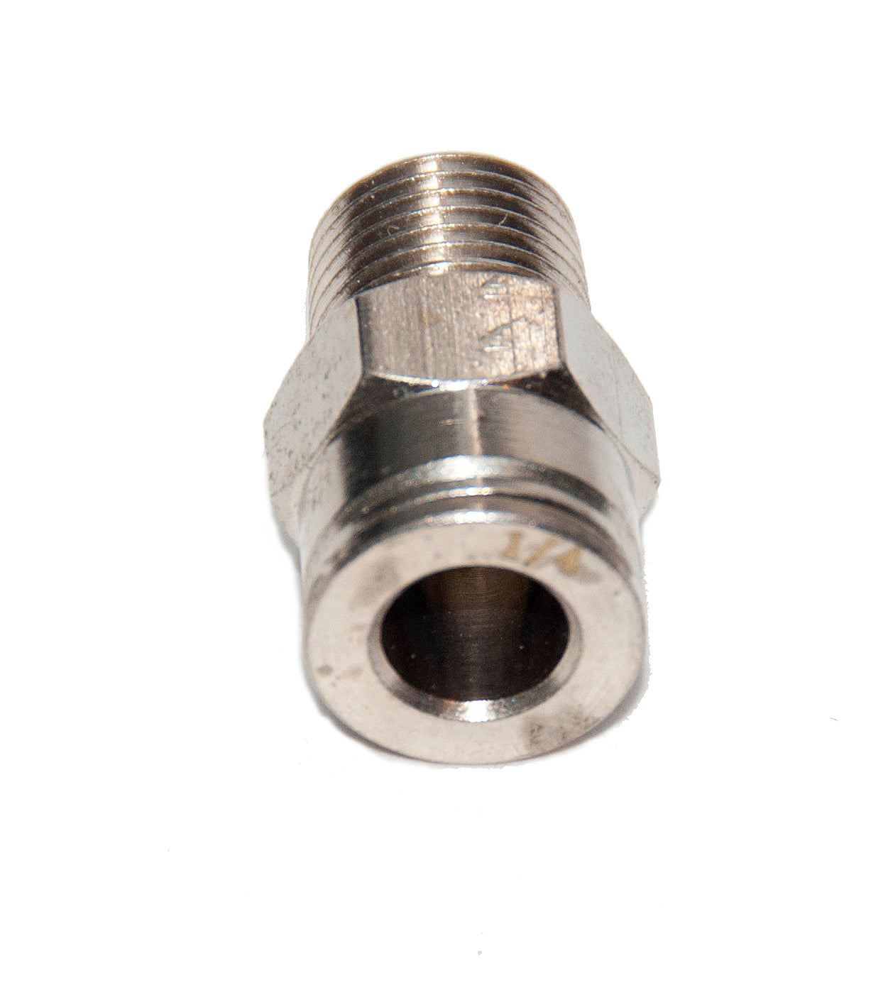 1/4" OD Tube x 1/4" NPT Male Connector Nickel Plated Brass Push To Connect One Touch Fitting