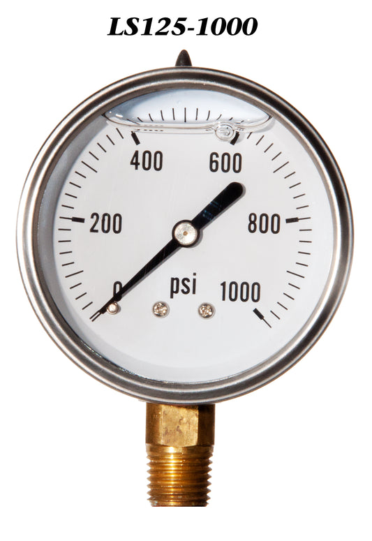 Pressure Gauge, 0-1000 PSI Liquid Filled 2 1/2" Face