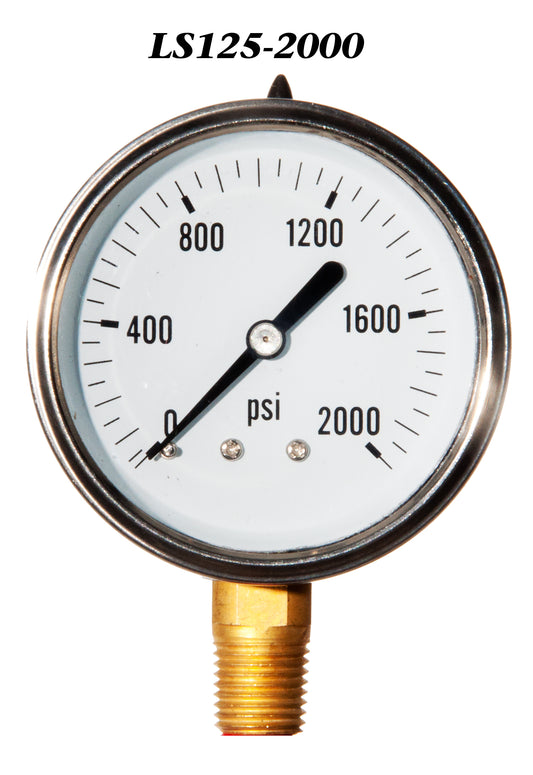 Pressure Gauge, 0-2000 PSI Liquid Filled 2 1/2" Face