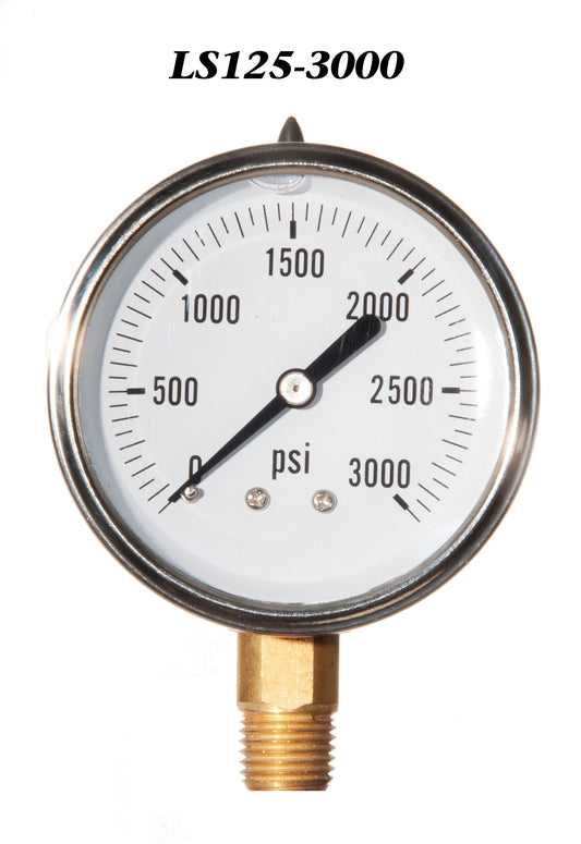 Pressure Gauge, 0-3000 PSI Liquid Filled 2 1/2" Face