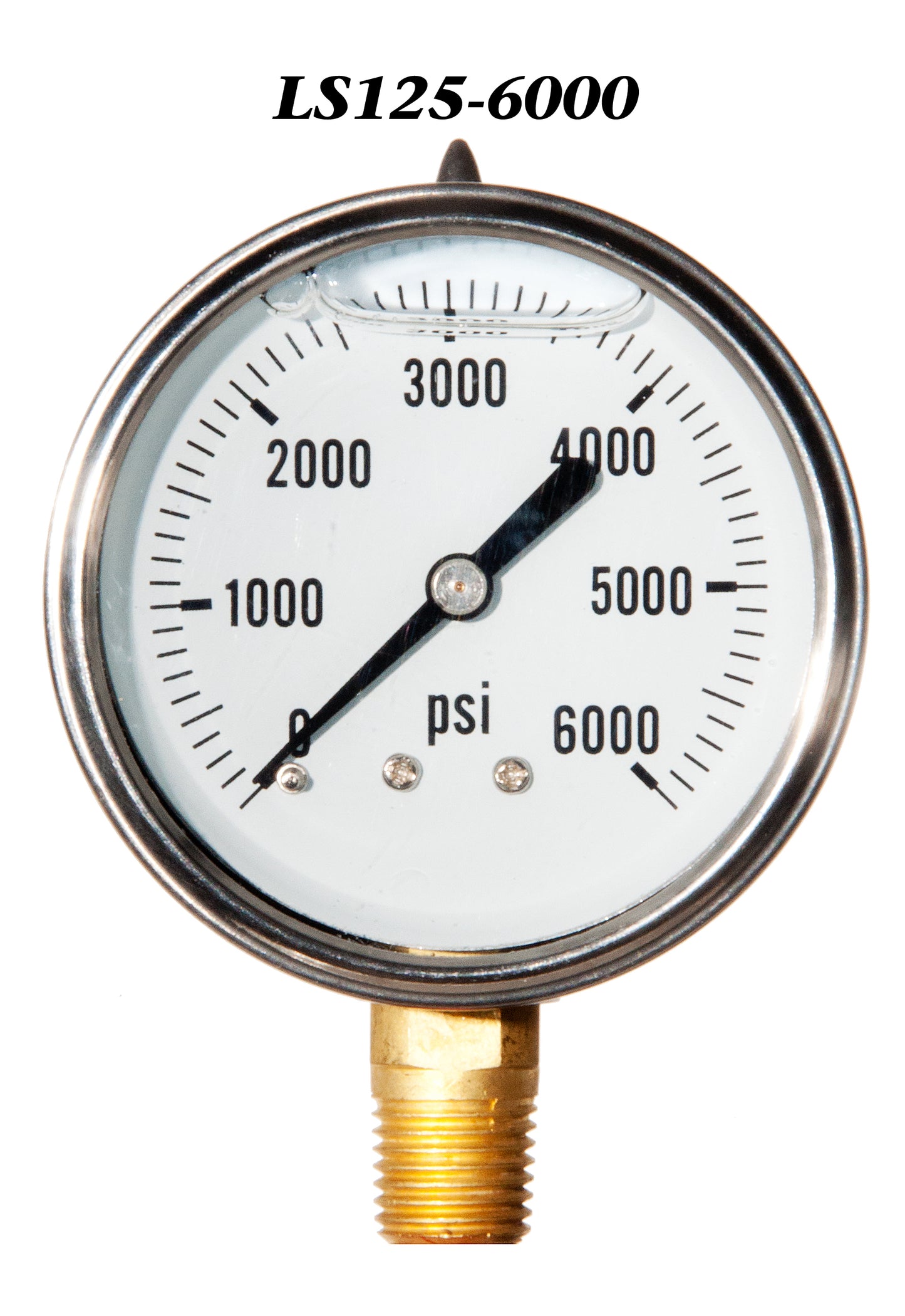 Pressure Gauge, 0-6000 PSI Liquid Filled 2 1/2" Face