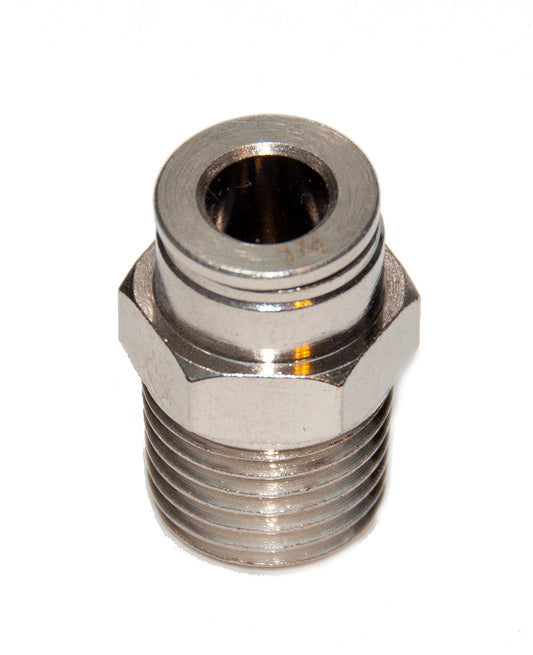 1/4" OD Tube x 1/4" NPT Male Connector Nickel Plated Brass Push To Connect One Touch Fitting